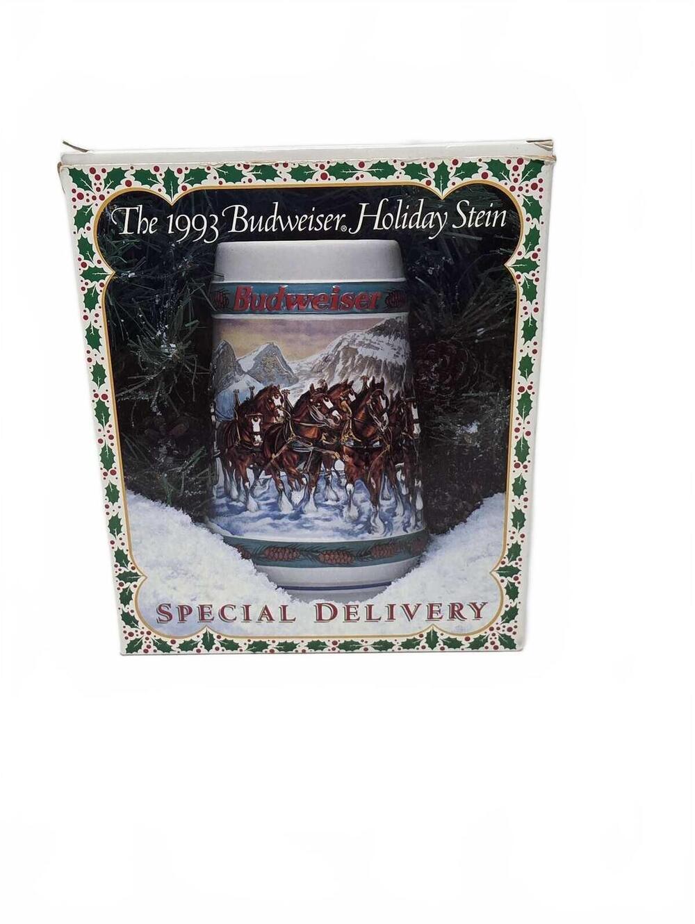 1993 Budweiser Holiday Stein 'Special Delivery" Clydesdales